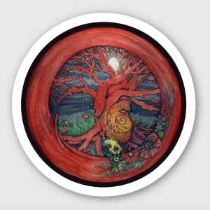 Heart Tree sticker, circle, 5 inch