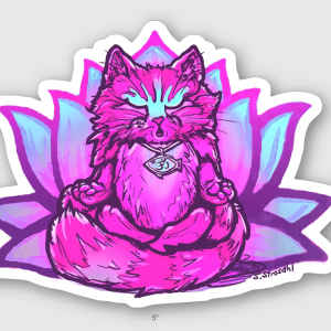 Lotus Kitty sticker, contour, 5x3.8 inch