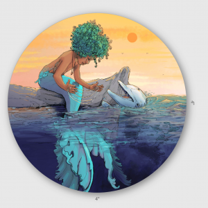 Mermaid’s Cradle sticker, circle, 4 inch