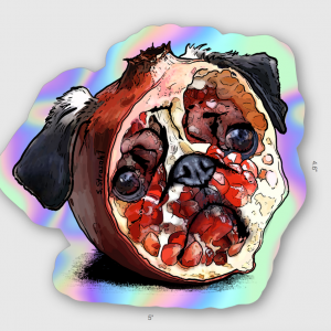Poma-pug sticker, contour, 5x4.6 inch