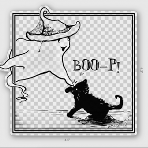 Ghost Boop sticker, rectangle, 4.5x4.2 inch