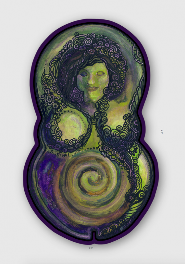 Goddess sticker, green, contour 2.9x4.7 inch