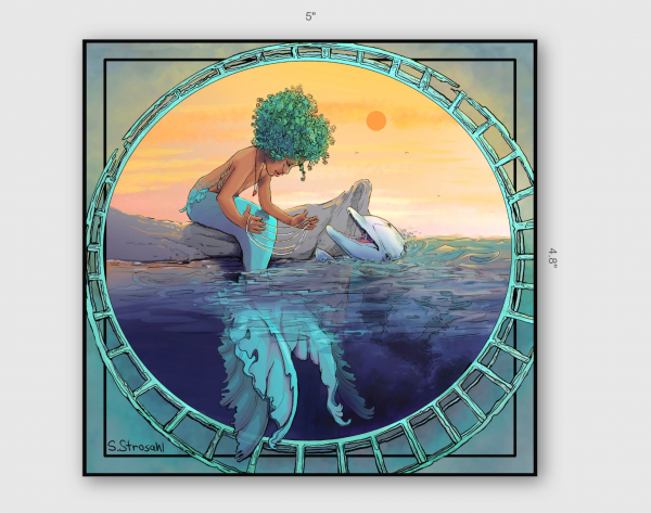 Mermaid’s Cradle sticker, rectangle, 5x4.8 inch