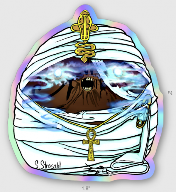 Monster Mummy sticker, holographic, contour, 1.8x2 inch