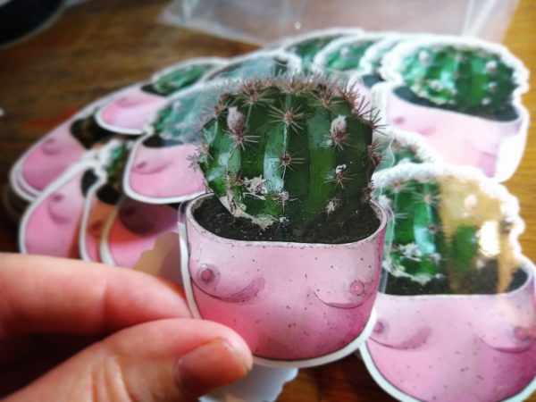 Prickly Pair sticker, clear, contour, 2x2.7 inch - Image 2