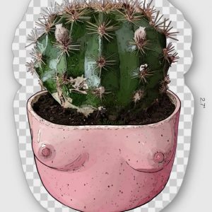 Prickly Pair sticker, clear, contour, 2x2.7 inch
