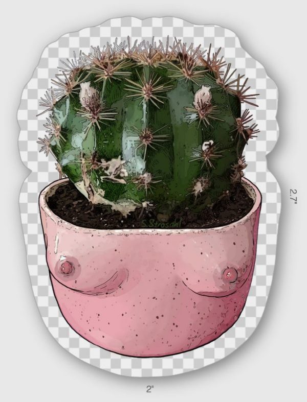 Prickly Pair sticker, clear, contour, 2x2.7 inch