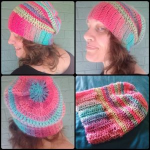 Slouchy hat, crocheted