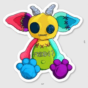 Monster Friends sticker, contour, 4.5x4.5 inch