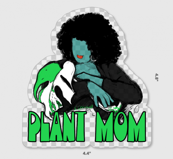 Plant Mom sticker, clear, contour 4.4x4.8 inch