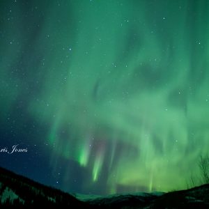 Smiling Skull, northern lights photo print